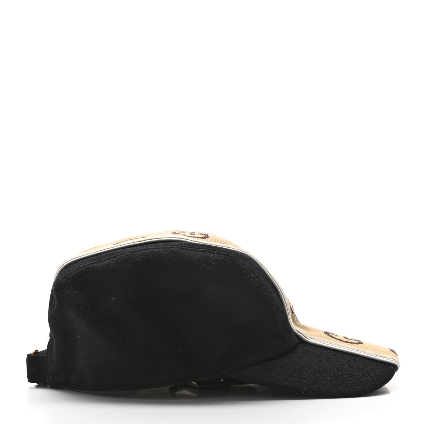 Wool Interlocking GG Stripe Baseball Hat Black