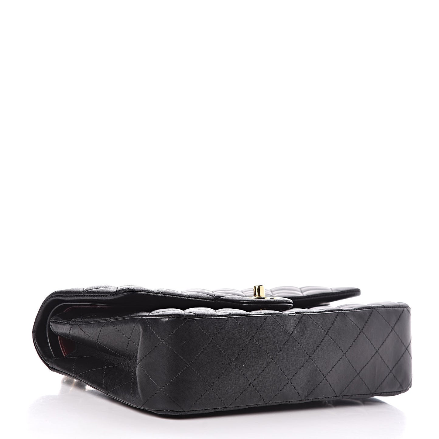 Lambskin Quilted Medium Double Flap Black