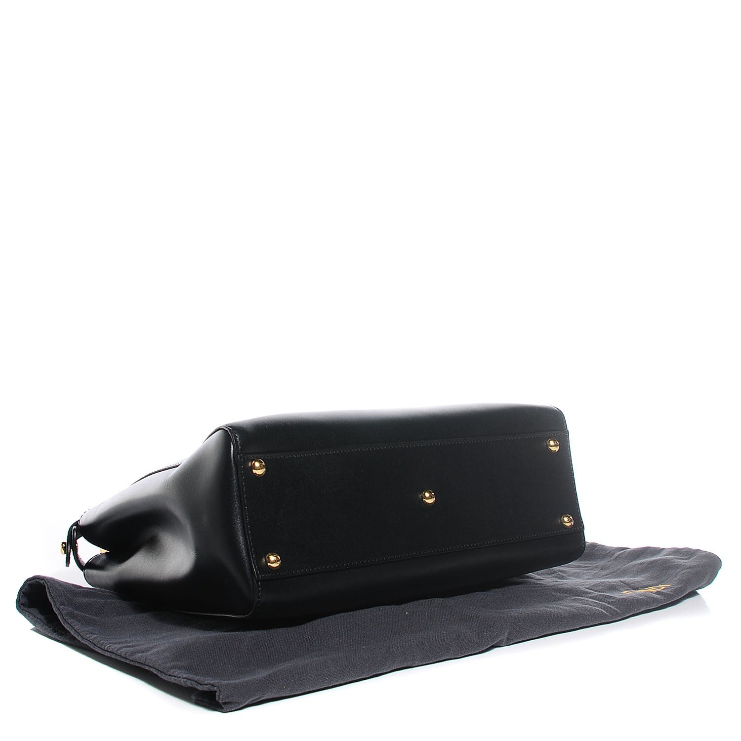 Fendi Vitello Morgan Shiny Nappa Medium Peekaboo Iconic Satchel Black 4 of 10