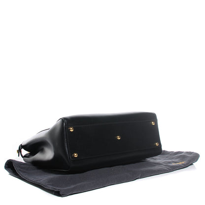 Fendi Vitello Morgan Shiny Nappa Medium Peekaboo Iconic Satchel Black 4 of 10