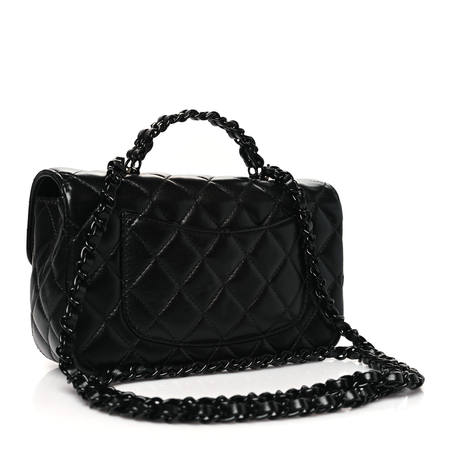 Chanel Lambskin Quilted Small Coco Pop Top Handle Flap So Black 2 of 11
