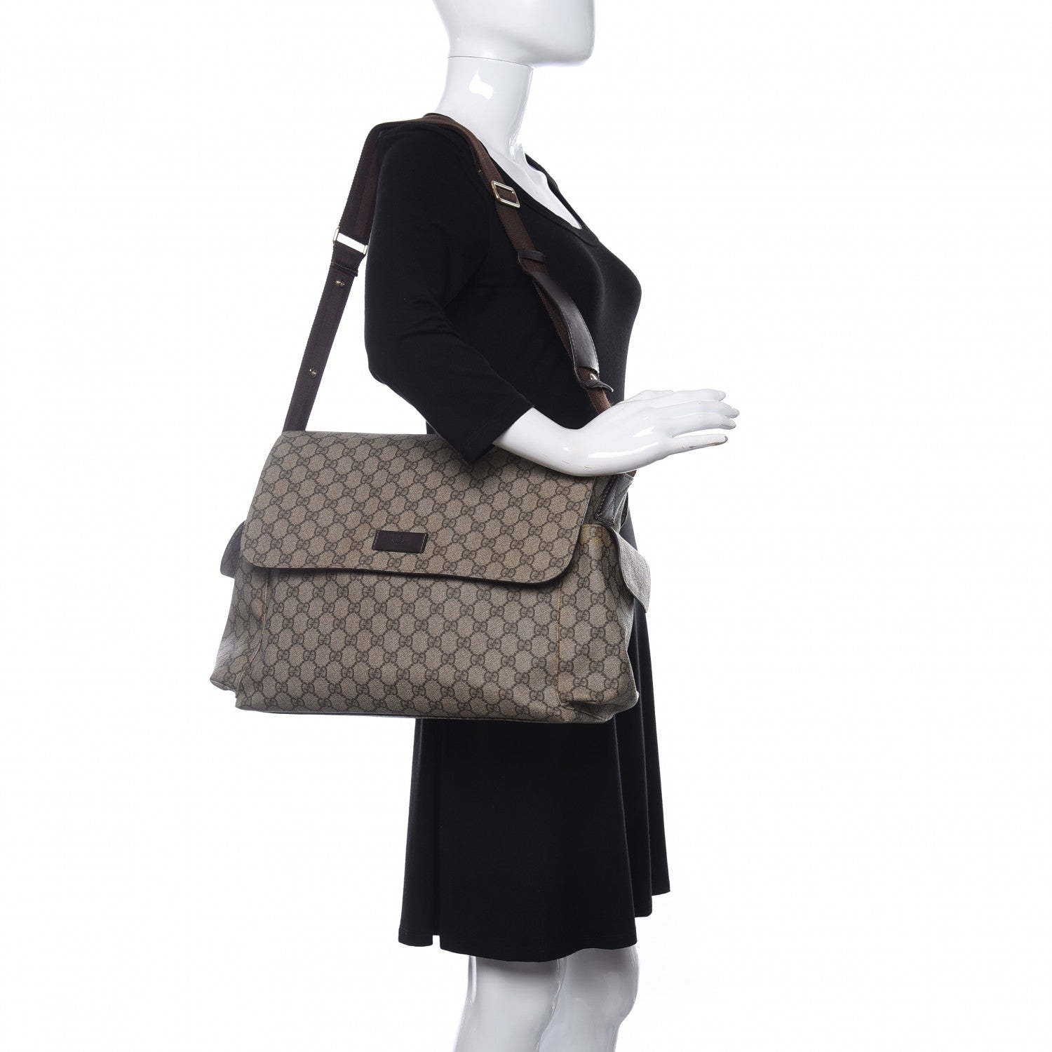 Gucci GG Plus Monogram Messenger Diaper Bag Dark Brown 2 of 9