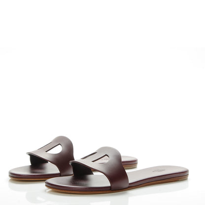 Hermes Calfskin Lisboa Sandals 38 Bordeaux 2 of 7