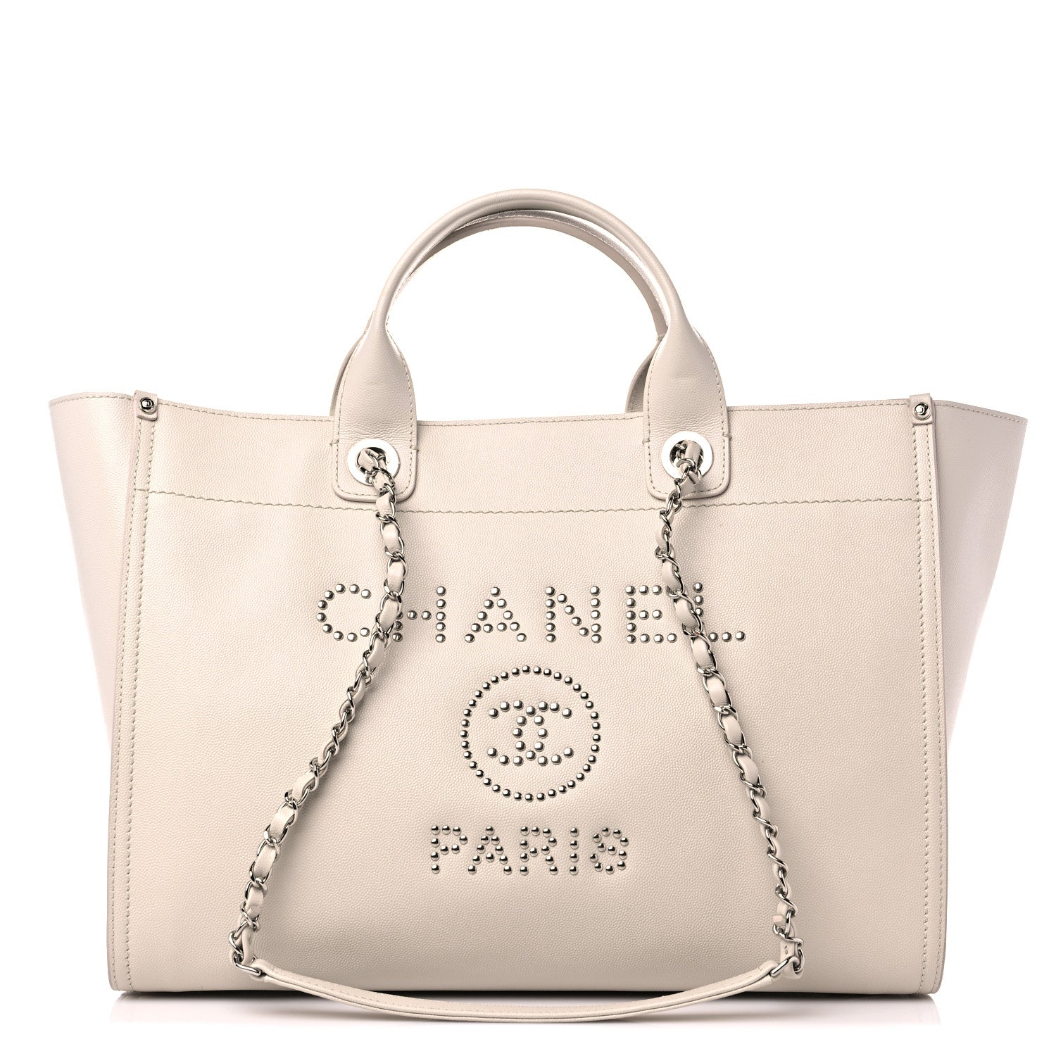 Chanel Caviar Medium Studded Deauville Tote Ivory 1 of 9