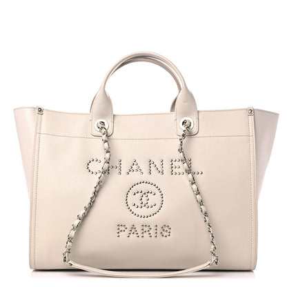 Chanel Caviar Medium Studded Deauville Tote Ivory 1 of 9