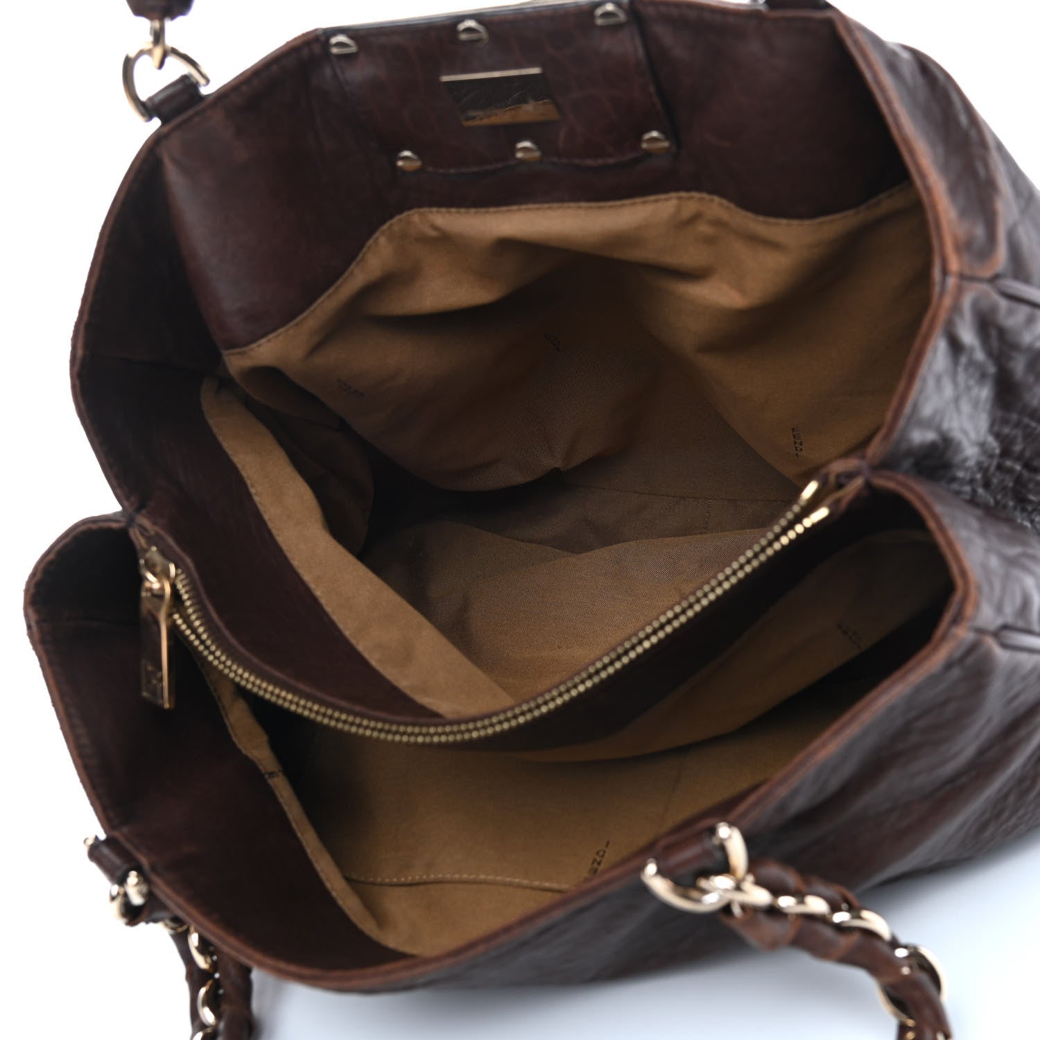 Fendi Crinkled Lambskin Mia Tote Cognac 4 of 14