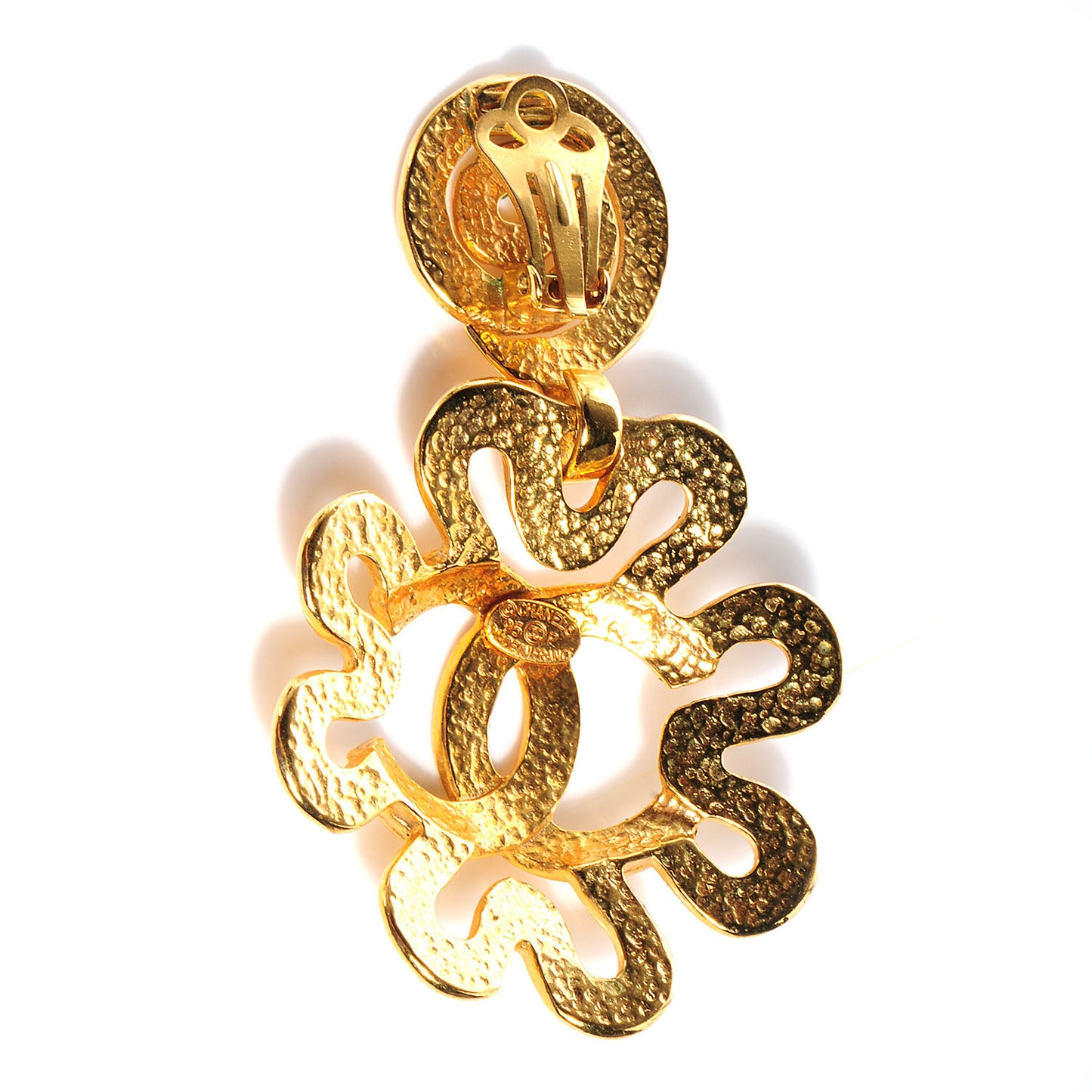 CC Spiral Drop Clip On Earrings Gold