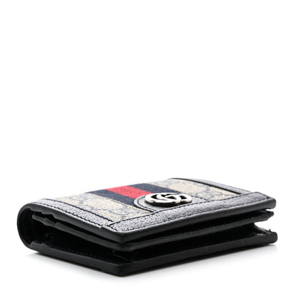 Gucci GG Supreme Monogram Textured Dollar Calfskin Web Ophidia Card Case Beige Blue 4 of 7