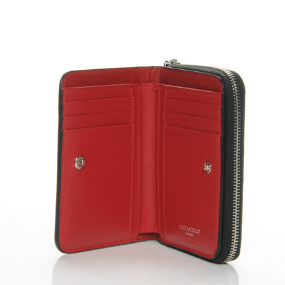 Saint Laurent Ribbed Calfskin Opium Monogram Compact Zip Around Wallet Black 5 of 8