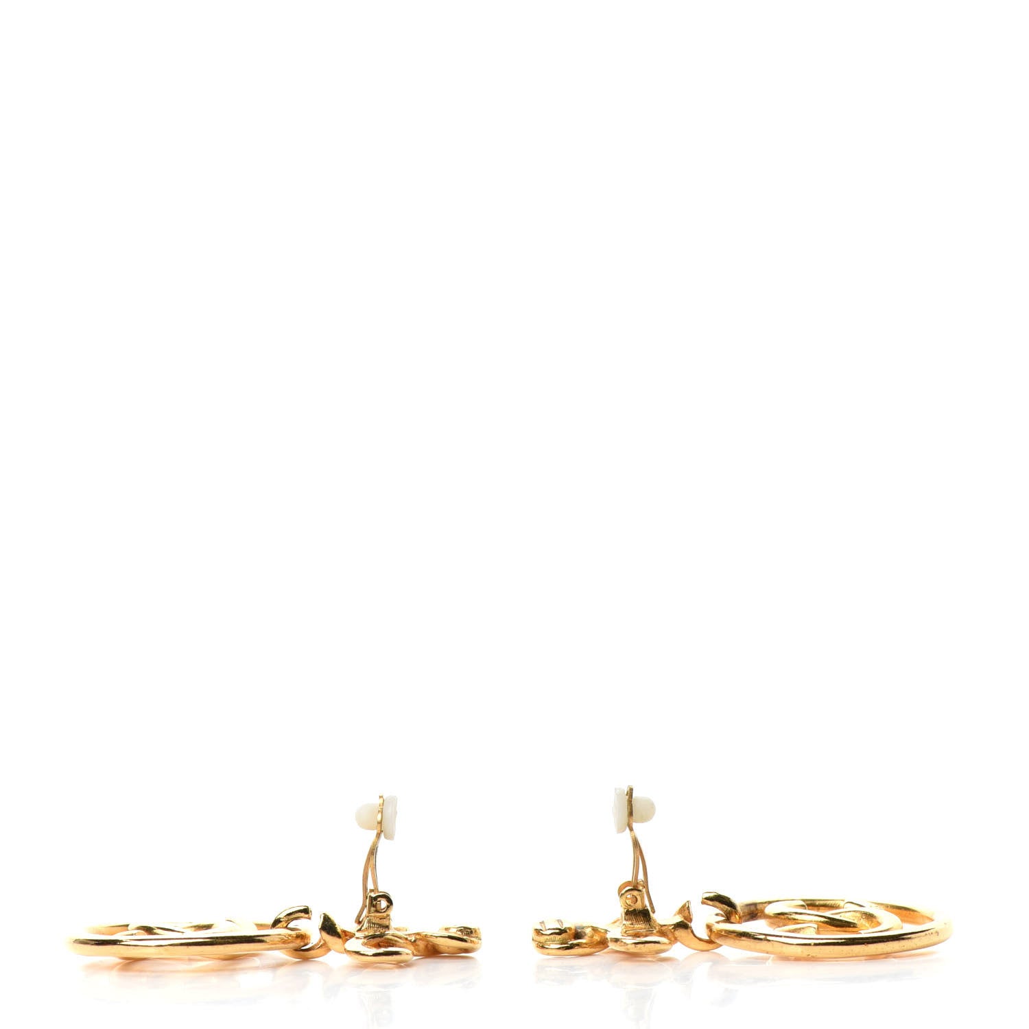 Chanel Large CC Drop Clip On Earrings Gold 3 of 4