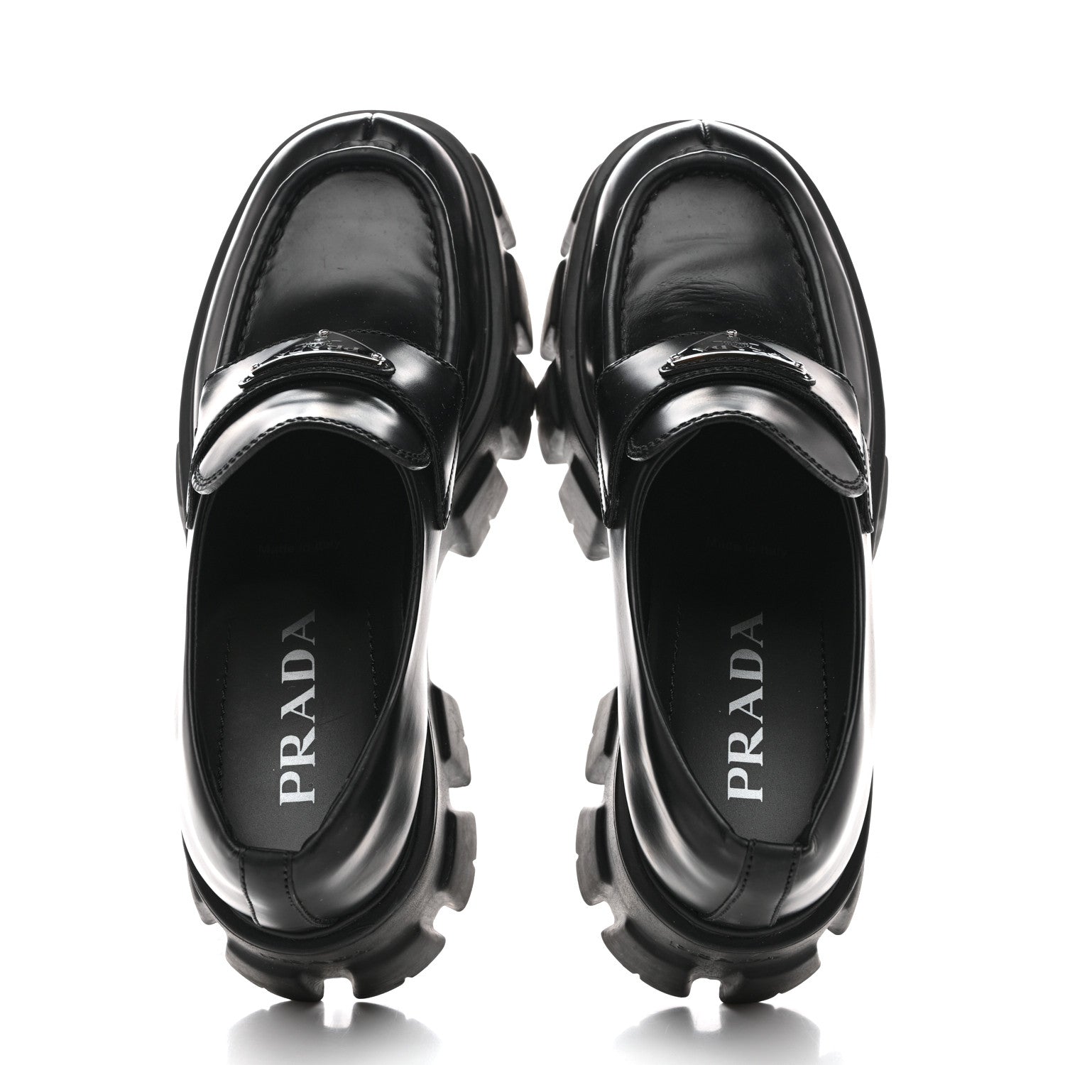 Prada Spazzolato Rois Metal Triangle Logo Monolith 55mm Loafers 38.5 Black 37.5 Black 2 of 11