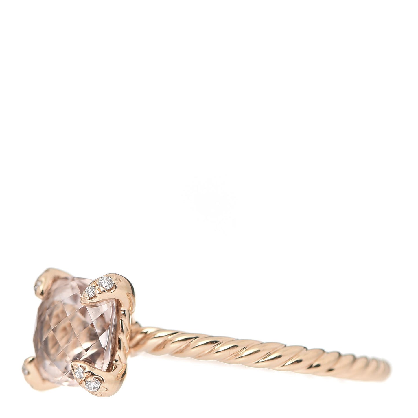 18K Rose Gold Diamond Morganite 7mm Chatelaine Ring 54 7