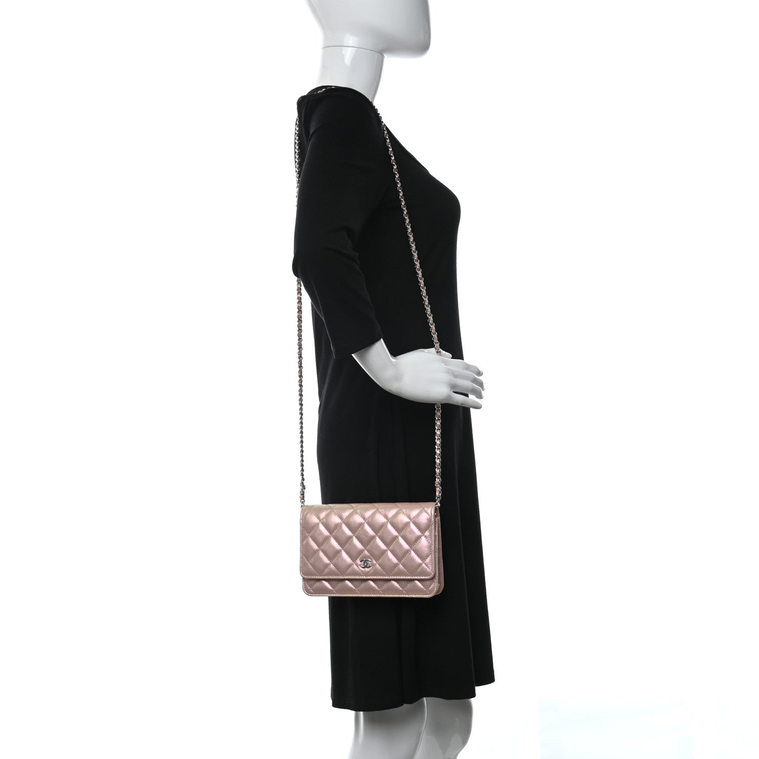 Chanel Iridescent Calfskin Quilted Wallet On Chain WOC Pink 2 of 11