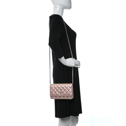 Chanel Iridescent Calfskin Quilted Wallet On Chain WOC Pink 2 of 11