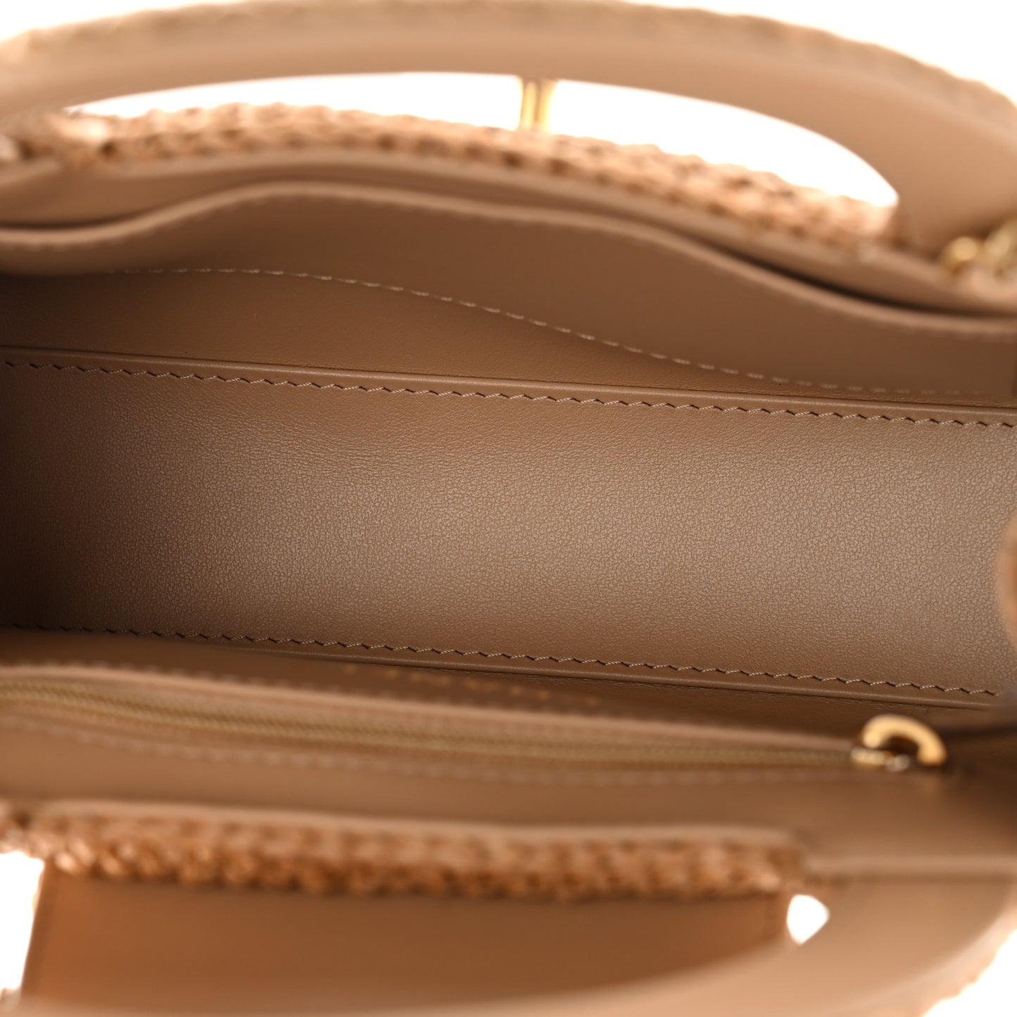 Braided Raffia Nano Kelly Flap Bag Dark Beige