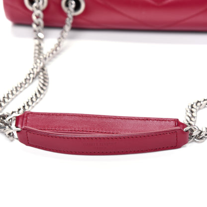 Saint Laurent Calfskin Y Quilted Monogram Medium Loulou Chain Satchel Lipstick Red 19 of 20