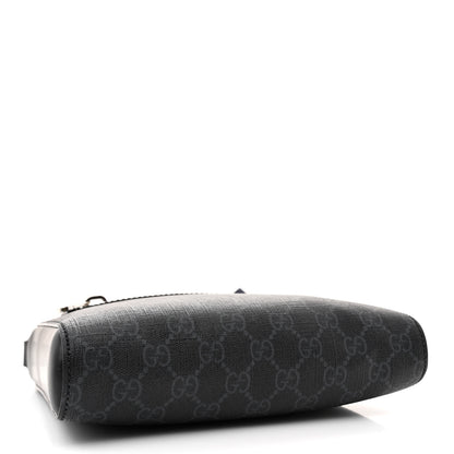 Gucci GG Supreme Monogram Web Small Flat Messenger Bag Black Grey 4 of 13