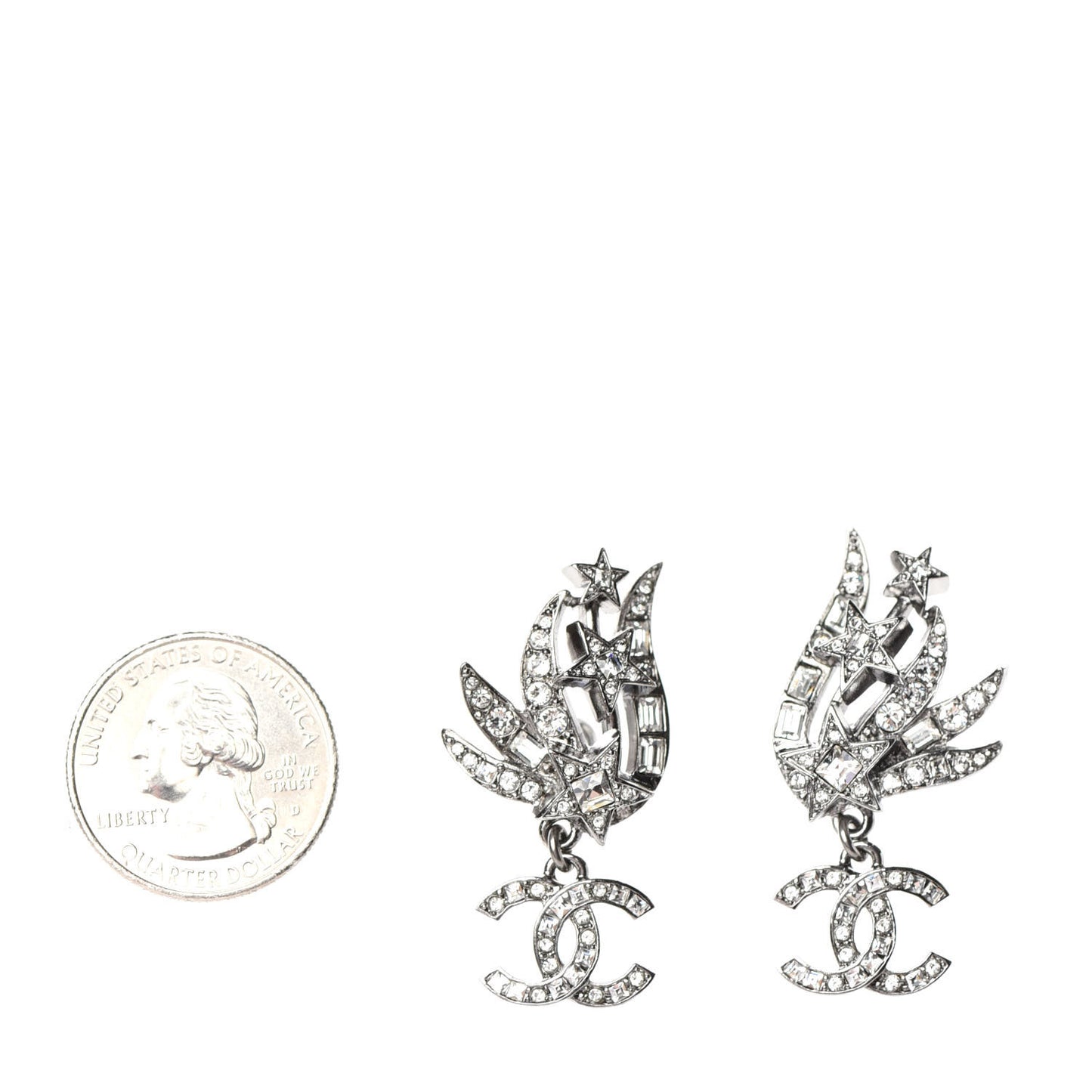 Crystal CC Star Earrings Silver