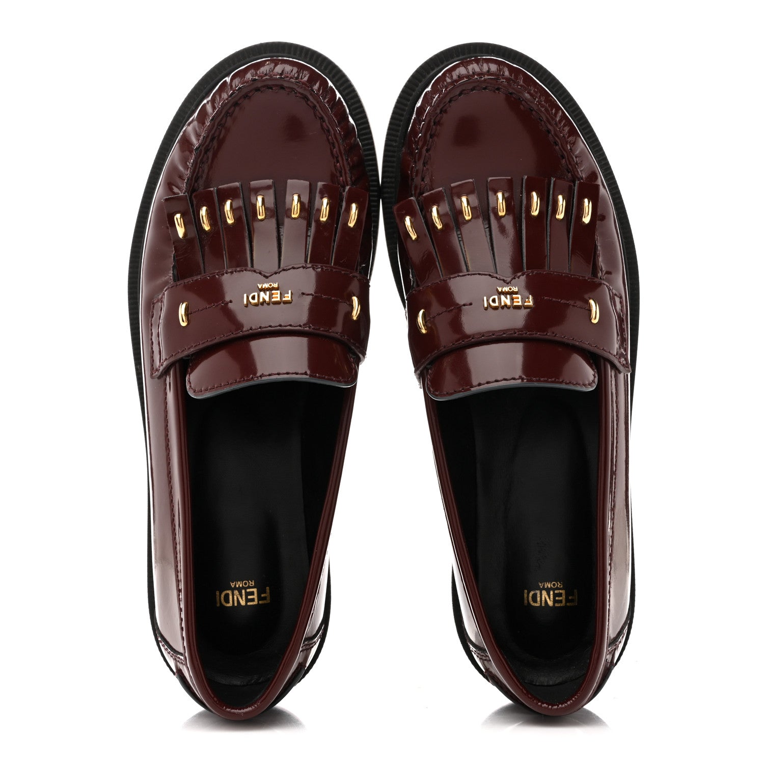 Fendi Vitello Filo Fringe Loafers 37 Red 2 of 12