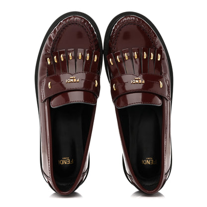 Fendi Vitello Filo Fringe Loafers 37 Red 2 of 12