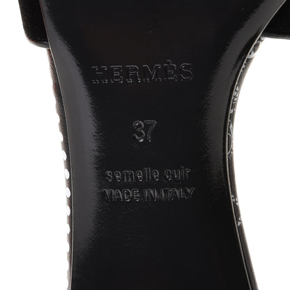 Hermes Velvet Oasis Sandals 37 Black 8 of 10