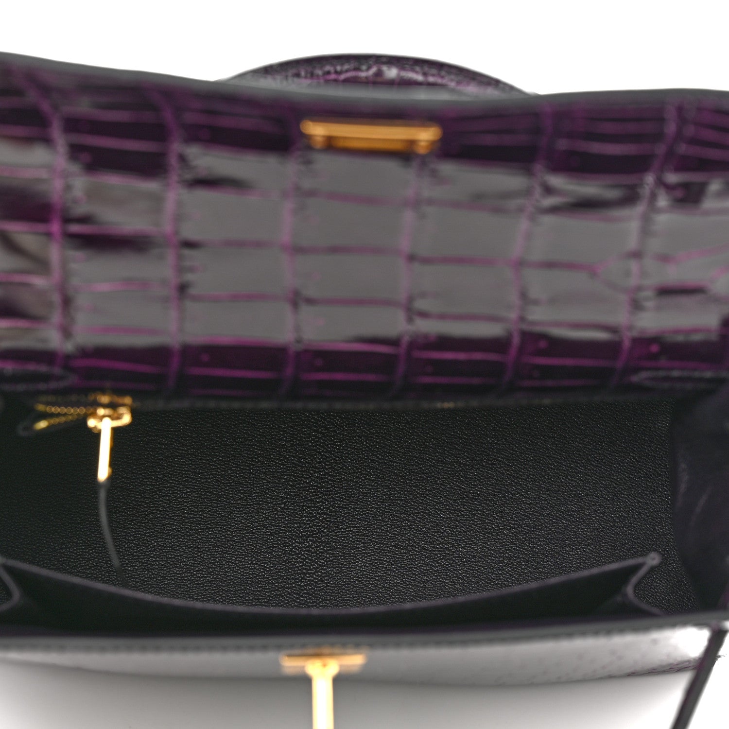 Hermes Shiny Porosus Crocodile Kelly Sellier 25 Amethyst 5 of 11