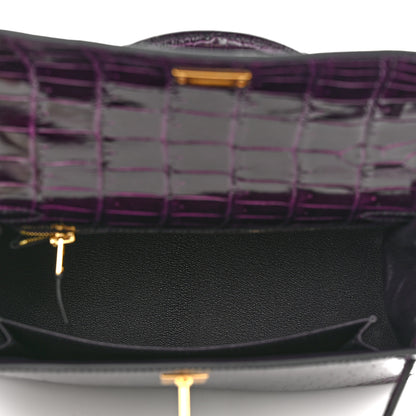 Hermes Shiny Porosus Crocodile Kelly Sellier 25 Amethyst 5 of 11
