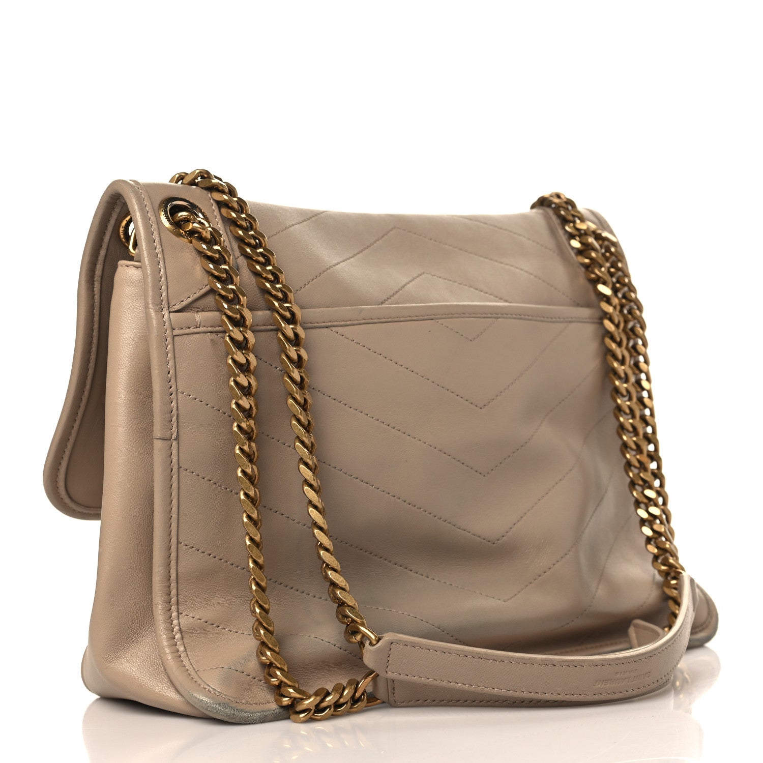 Saint Laurent Lambskin Matelasse Monogram Medium Niki Chain Satchel Dark Beige 3 of 11