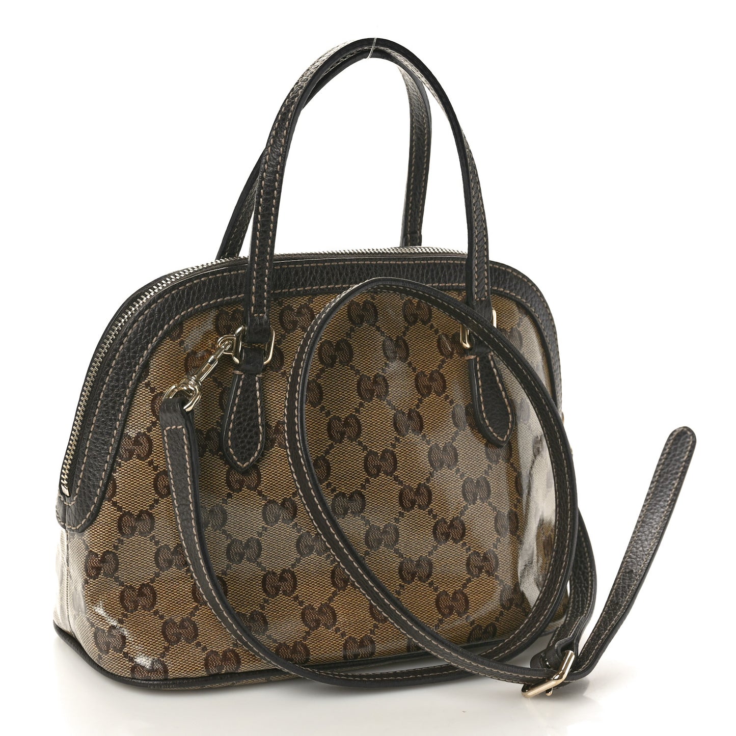 Crystal Monogram Dollar Calfskin Mini Dome Bag Beige Ebony Testa di Moro