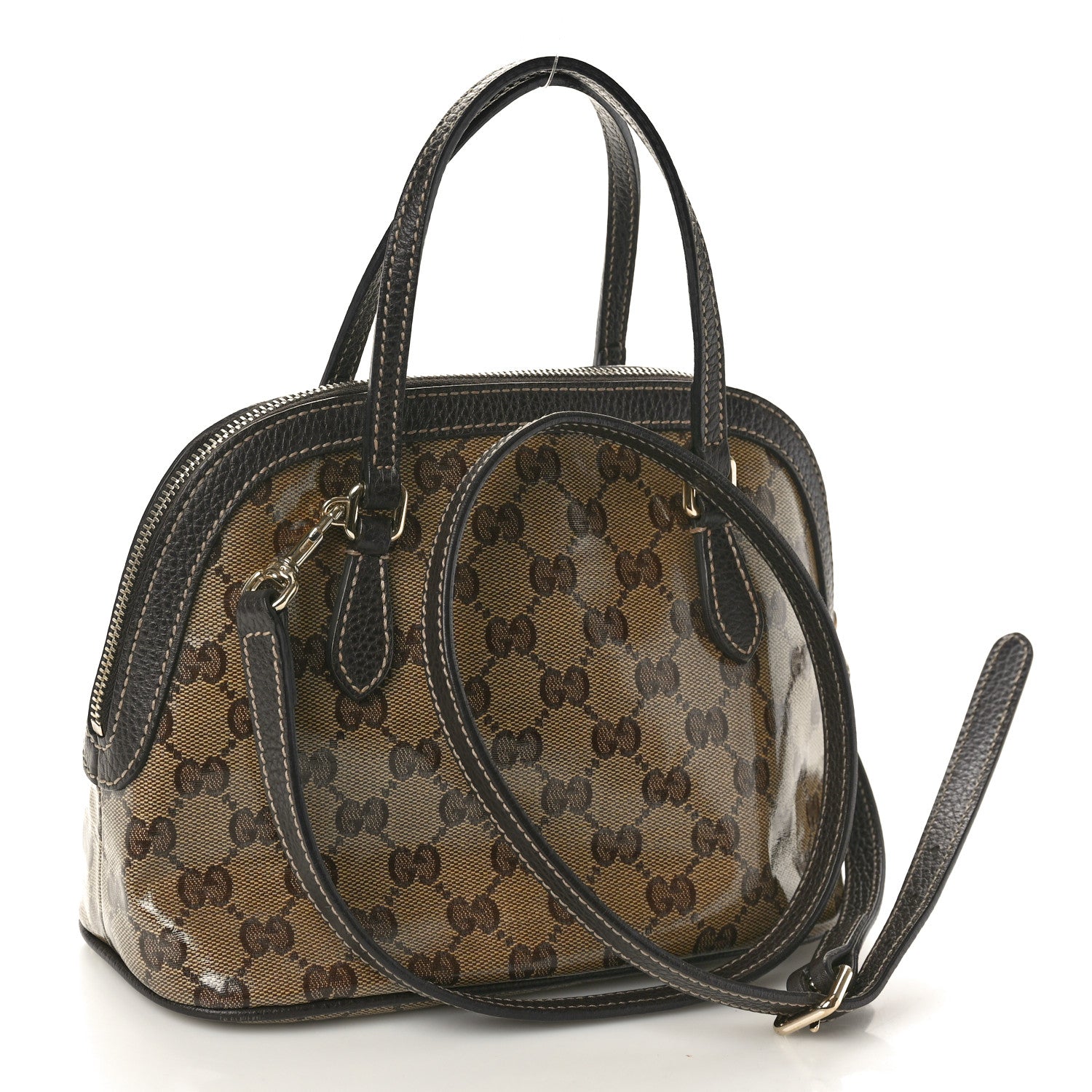 Gucci Crystal Monogram Dollar Calfskin Mini Dome Bag Beige Ebony Testa di Moro 3 of 10