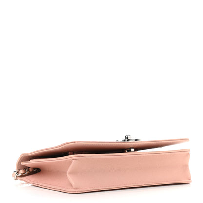 Chanel Metallic Caviar Quilted Vintage Mademoiselle Wallet On Chain WOC Light Pink 4 of 13