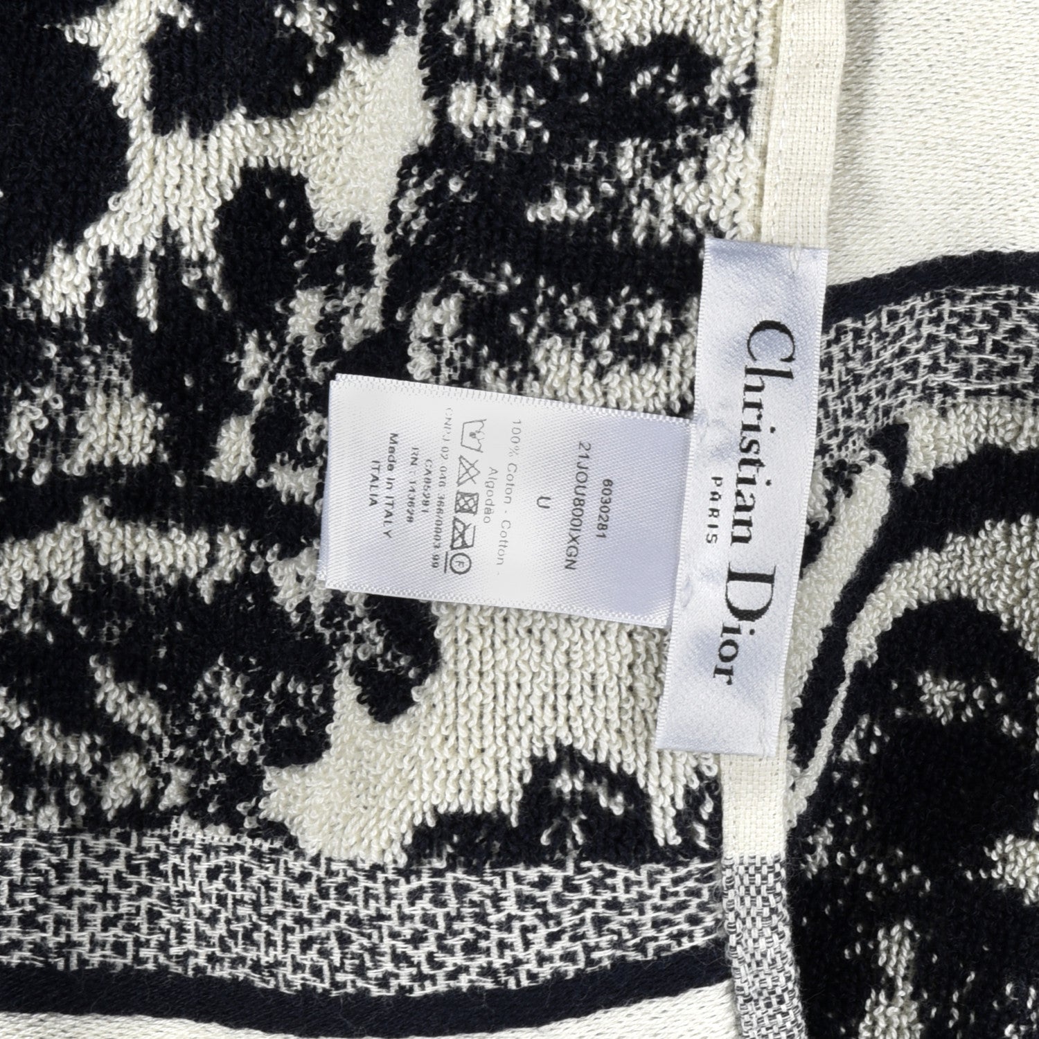 Christian Dior Cotton Toile De Jouy Reverse Towel Blue Ivory 4 of 4