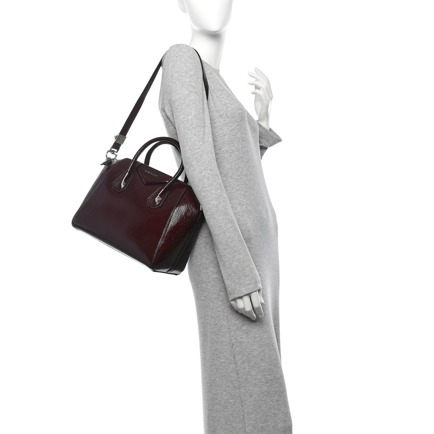 Crinkled Patent Calfskin Small Antigona Aubergine