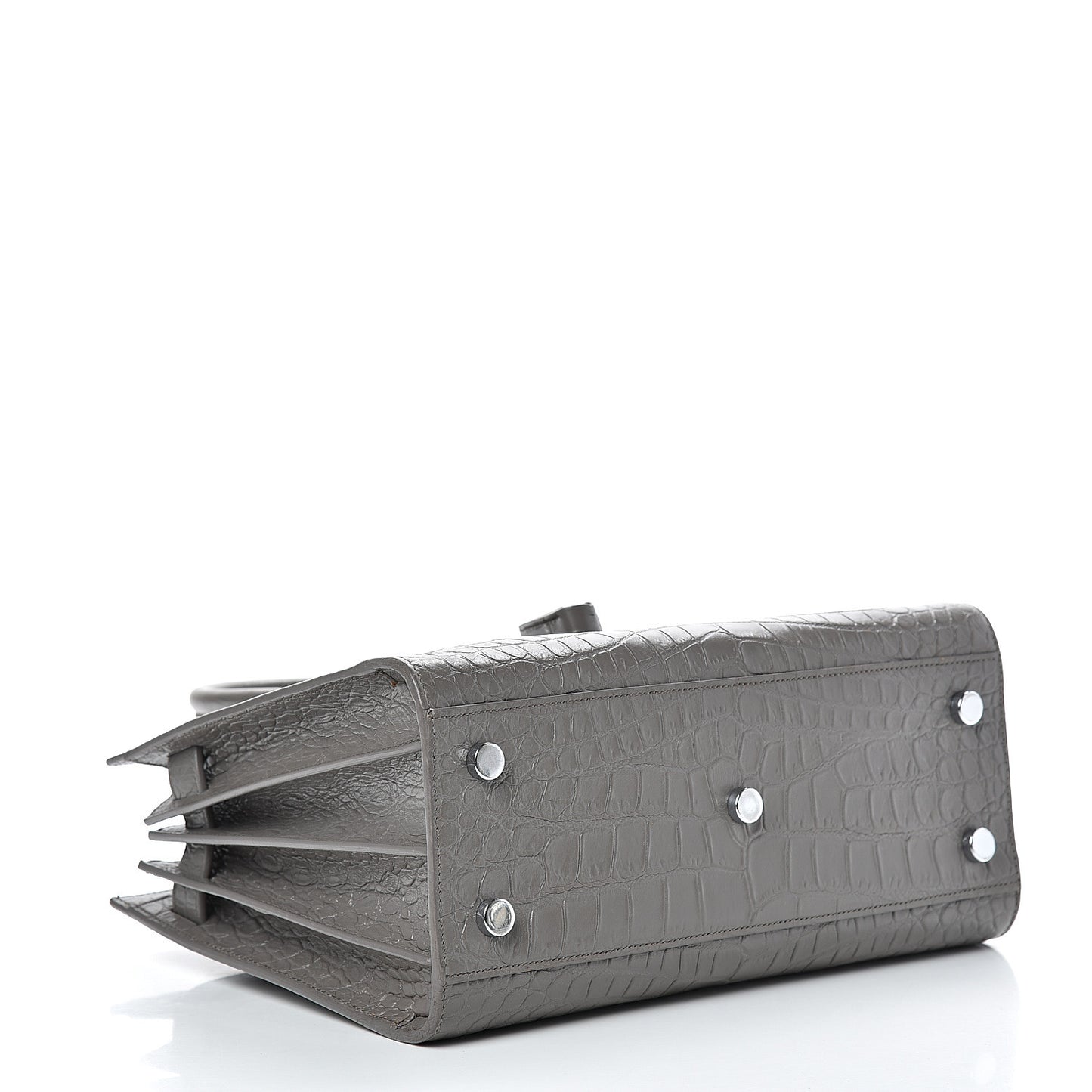 Calfskin Crocodile Embossed Baby Sac De Jour Fog