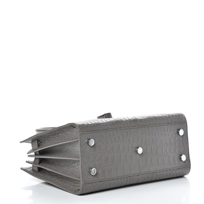Saint Laurent Calfskin Crocodile Embossed Baby Sac De Jour Fog 3 of 23