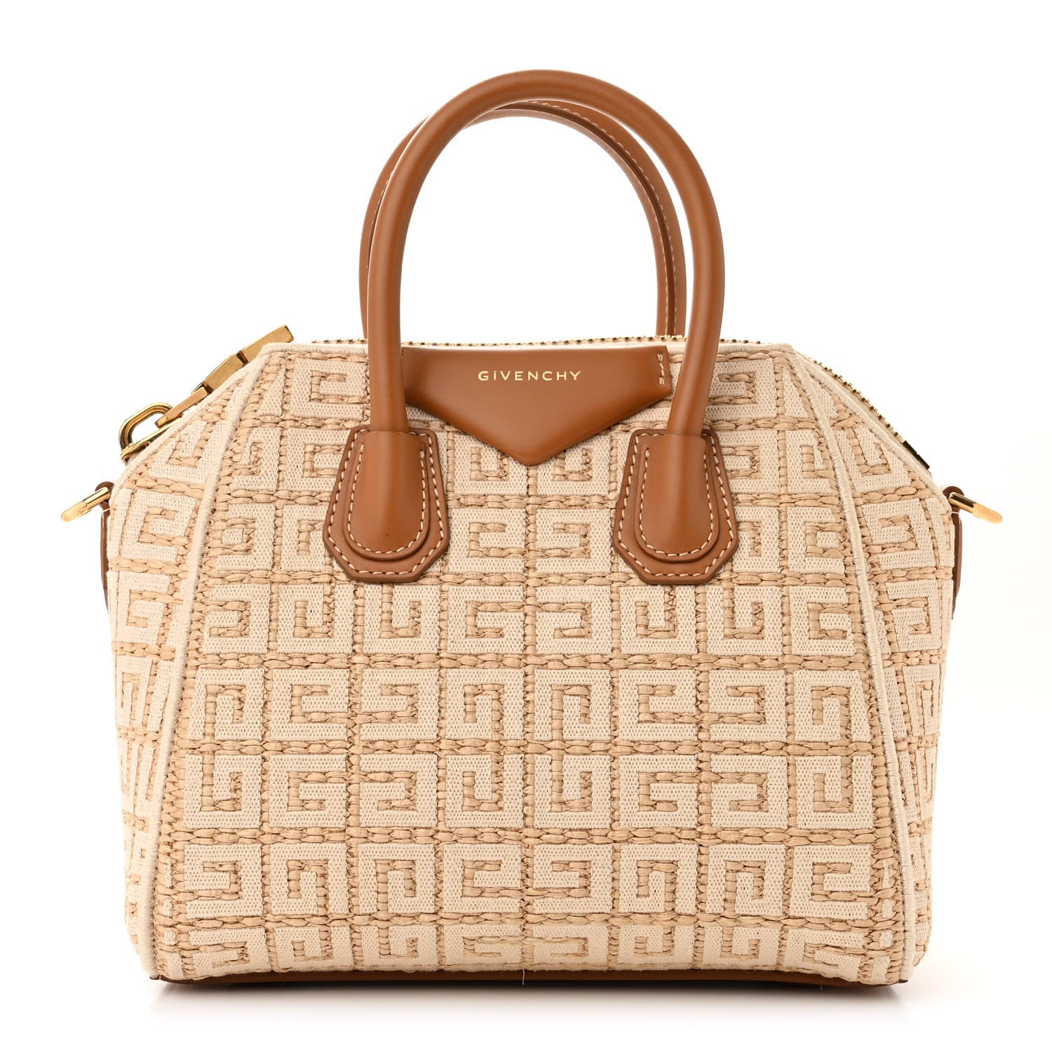 Givenchy Raffia Jacquard Fabric 4G Mini Antigona Beige 1 of 9