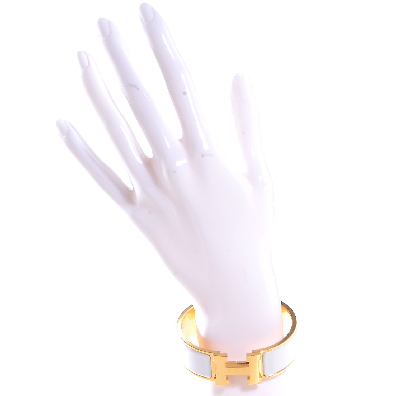 Hermes Enamel Wide Clic Clac H Bracelet PM White 2 of 4