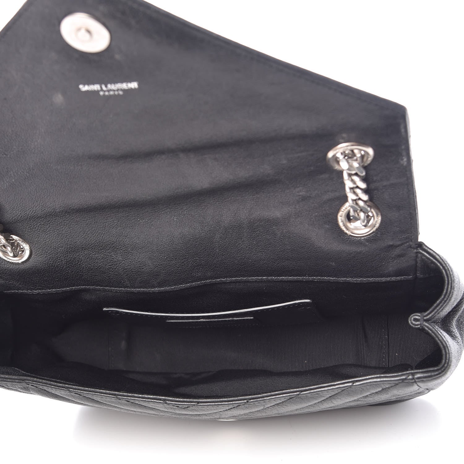 Saint Laurent Sheepskin Matelasse Medium Monogram College Punk Chain Satchel Black 6 of 12