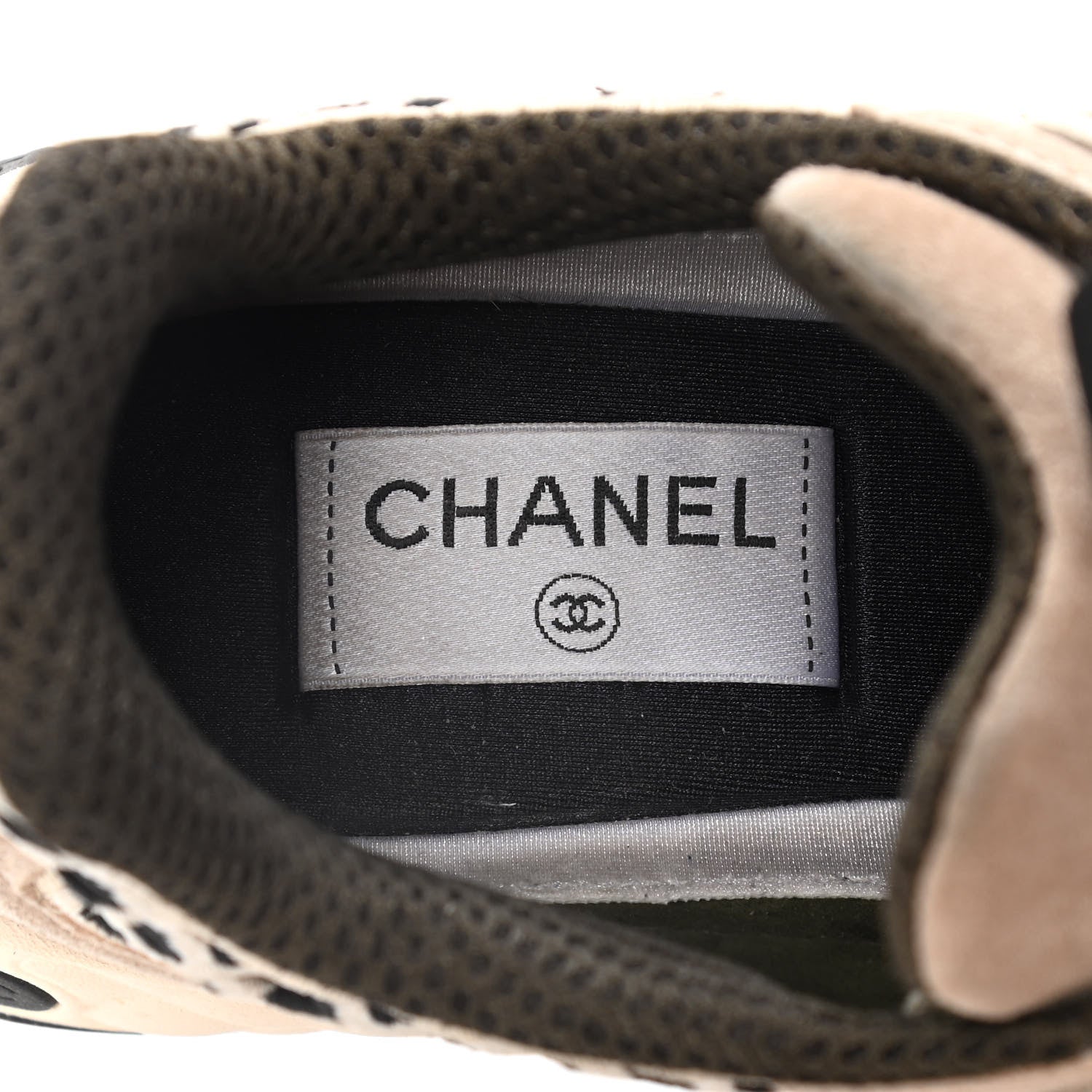 Chanel Suede Calfskin Embroidered CC Sneakers 39 Beige Black 5 of 11