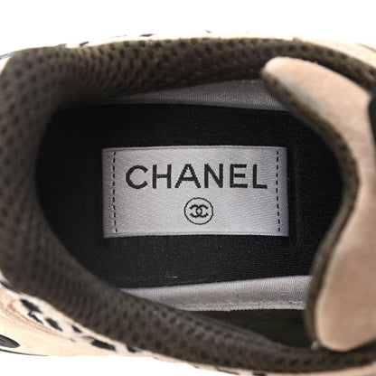 Chanel Suede Calfskin Embroidered CC Sneakers 39 Beige Black 5 of 11