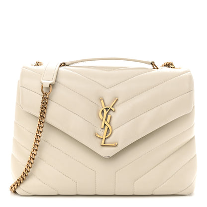 Saint Laurent Calfskin Y Quilted Monogram Small Loulou Chain Satchel Blanc Vintage 1 of 13