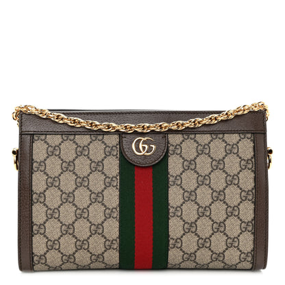 Gucci GG Supreme Monogram Web Small Ophidia Chain Shoulder Bag Brown 1 of 10
