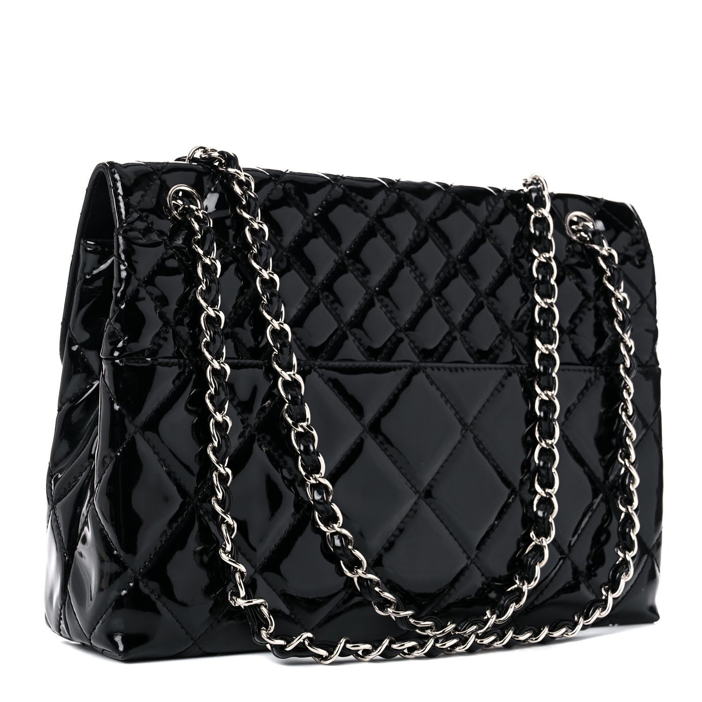 Vinyl Quilted In the Business Flap Bag Black
