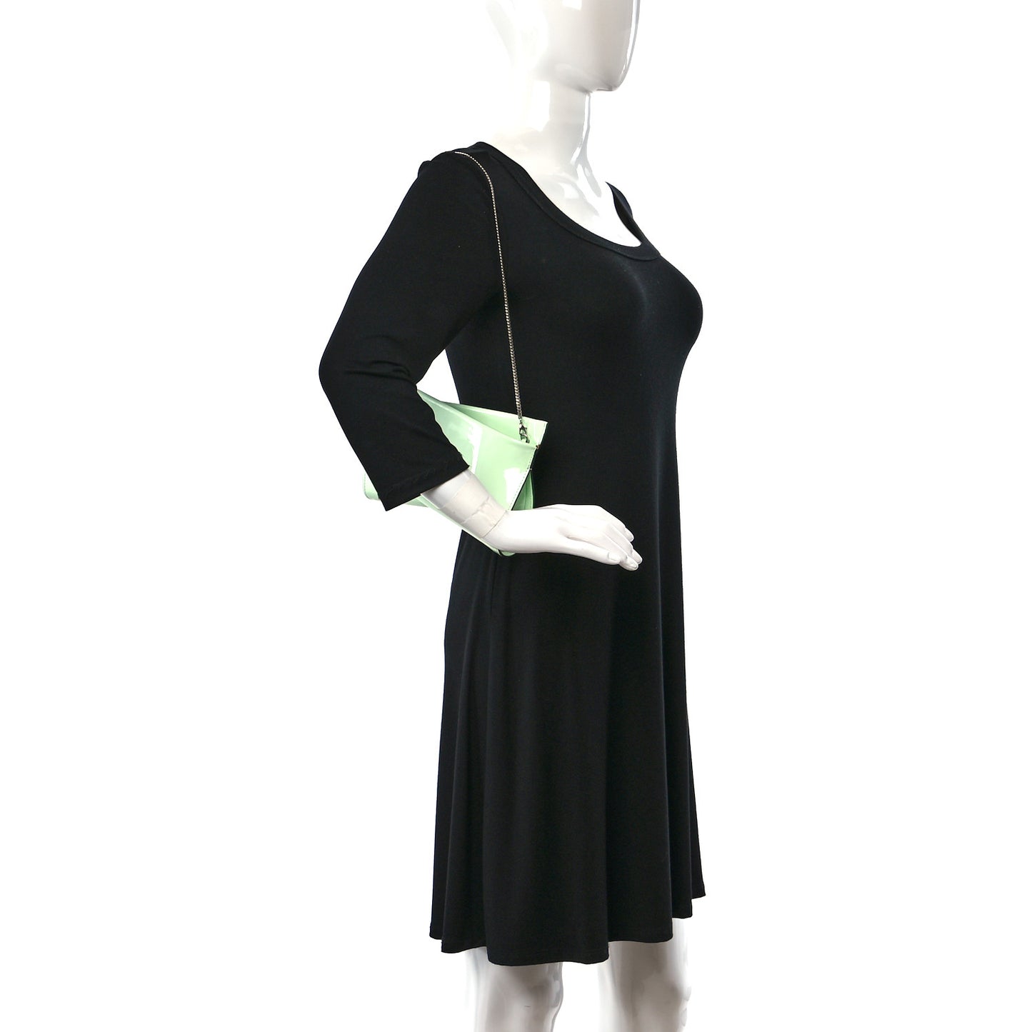 Patent Small Loubi Twist Zip Chain Clutch Bag Studio Green