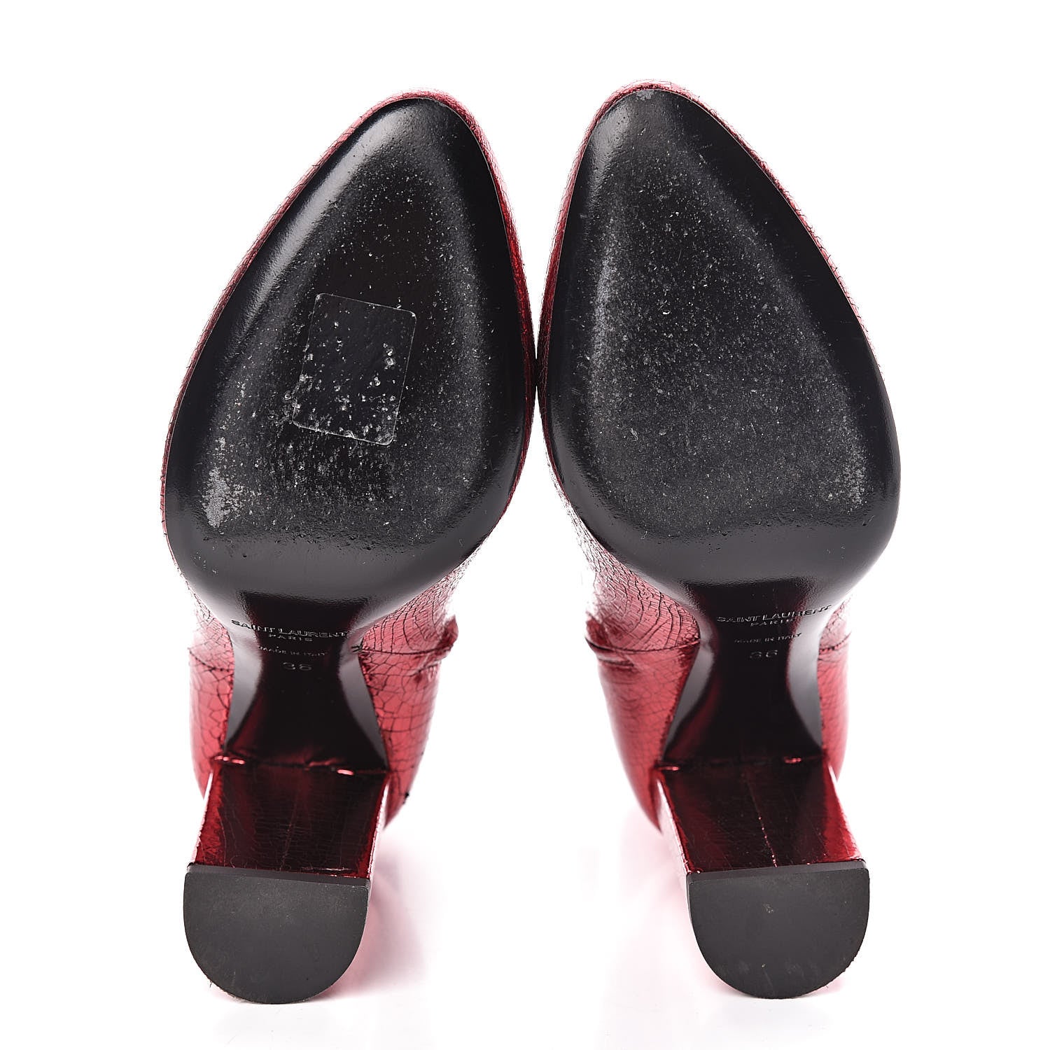 Saint Laurent Metallic Crackled Lou 95 Zip Bootie 36 Metal Barolo 7 of 12
