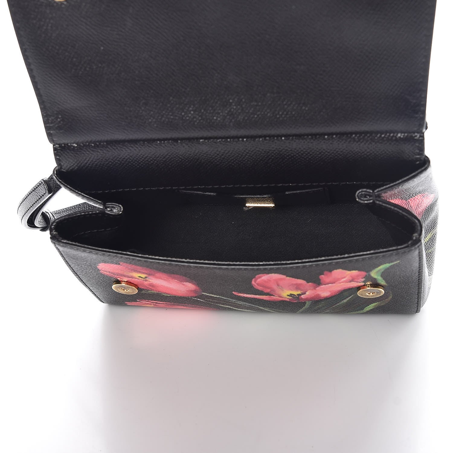 Dolce & Gabbana Dauphine Tulip Print Small Miss Sicily Satchel Black 5 of 7