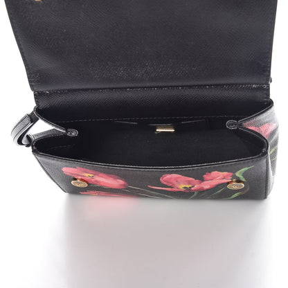 Dolce & Gabbana Dauphine Tulip Print Small Miss Sicily Satchel Black 5 of 7