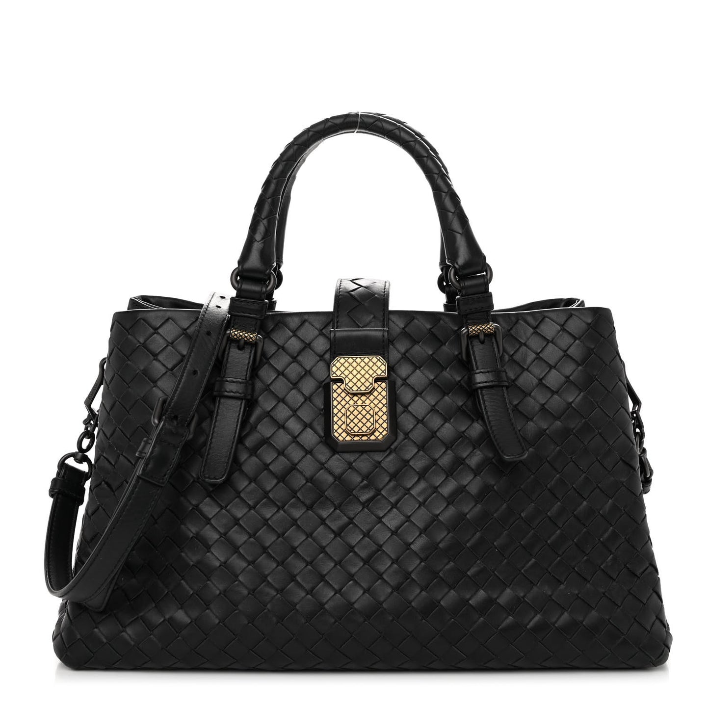 Nappa Intrecciato Small Roma Tote Black