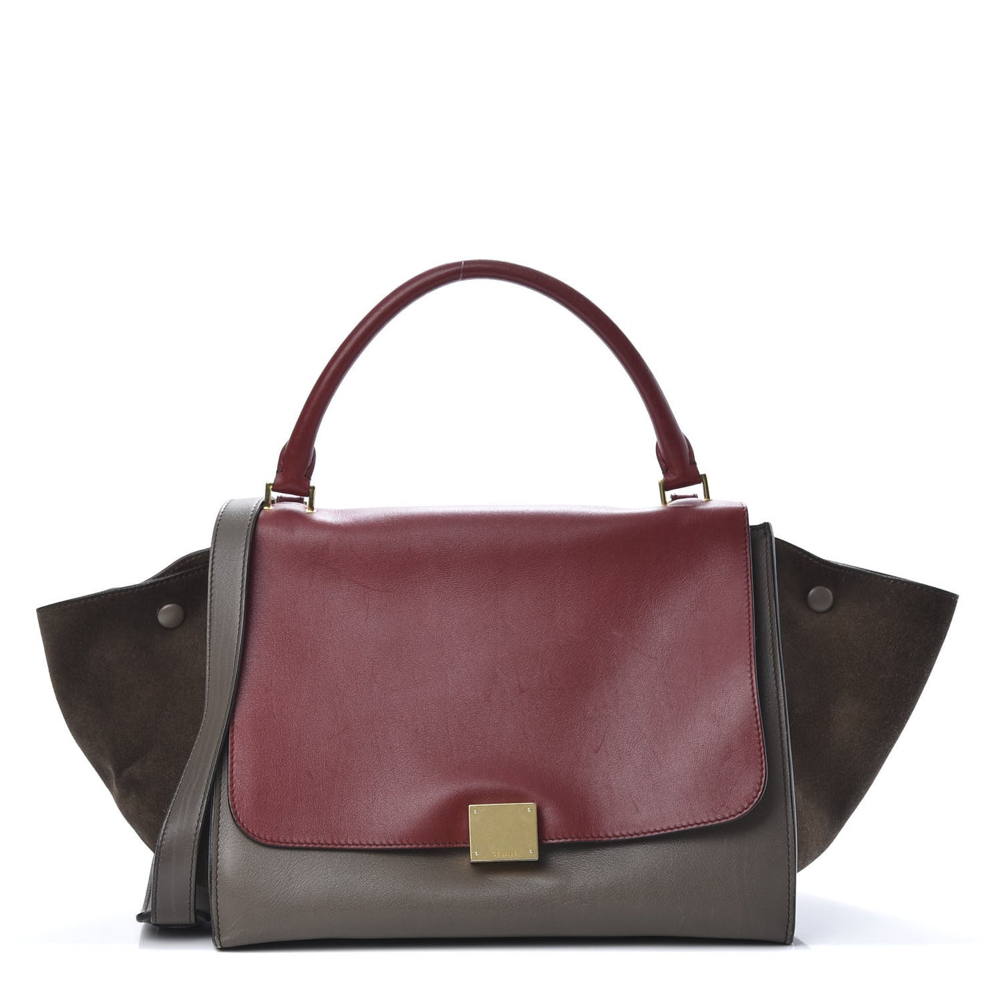 Calfskin Suede Medium Tri-Color Trapeze Taupe