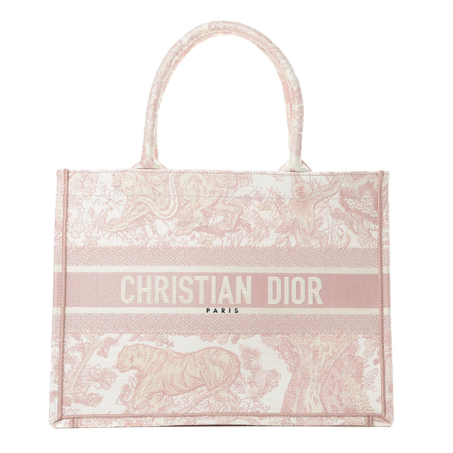 Canvas Embroidered Medium Dioriviera Toile De Jouy Book Tote Rose
